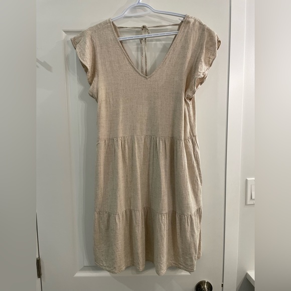 Beige Linen Dress - Picture 4 of 5